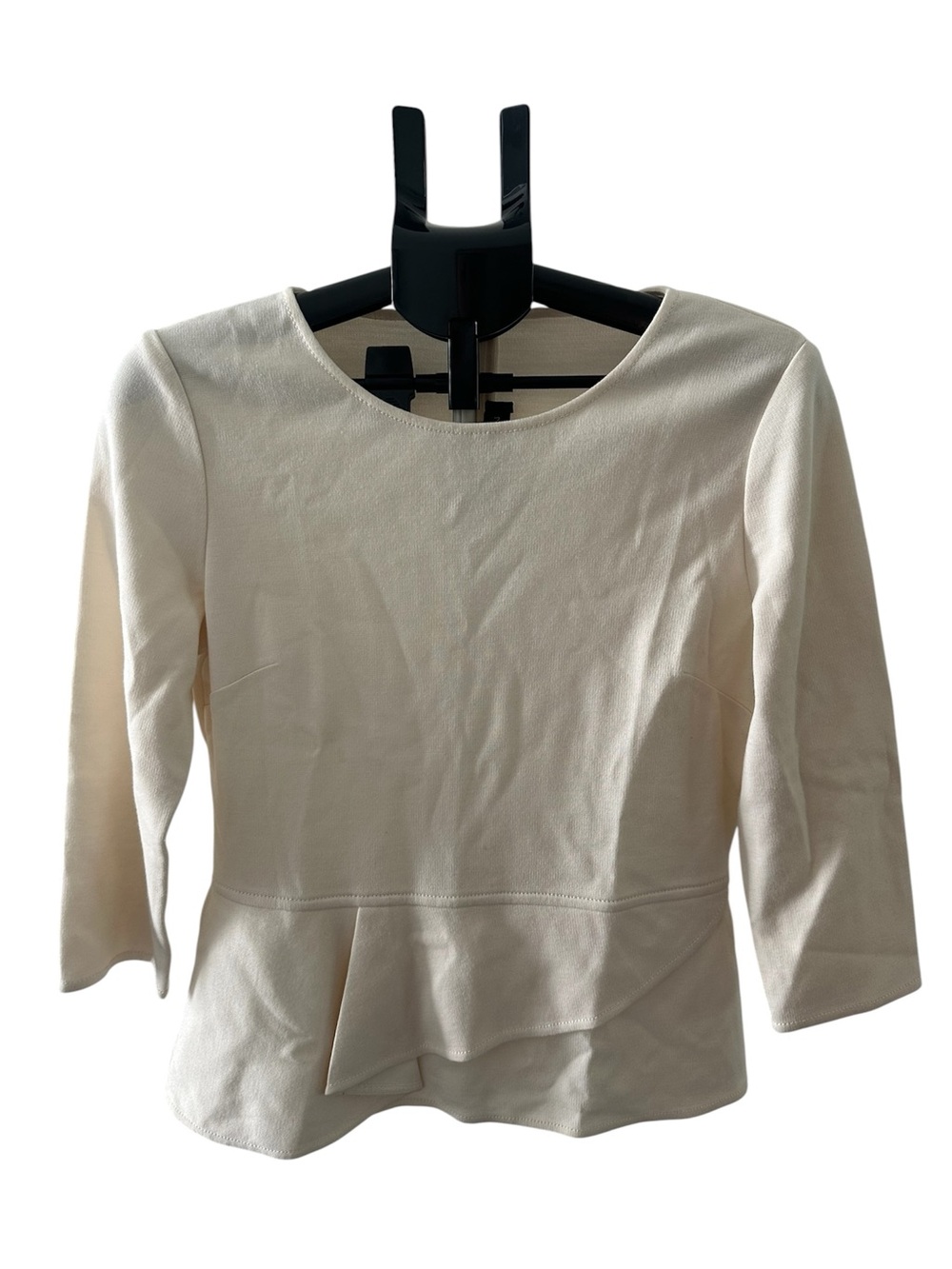 St. John Wool Blend Knit Peplum Top SZ 8 3/4 Sleeve Career Feminine Minimalist